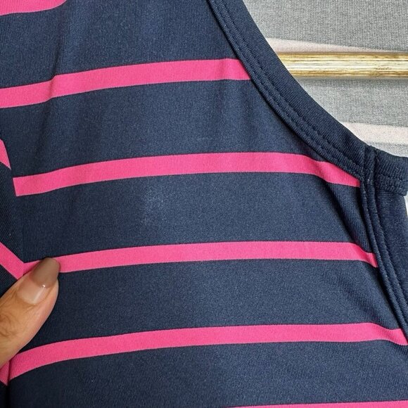 J‎ McLaughlin Lynn Henley Catalina Cloth Navy Blue Pink Striped Dress Size Small - Picture 6 of 14
